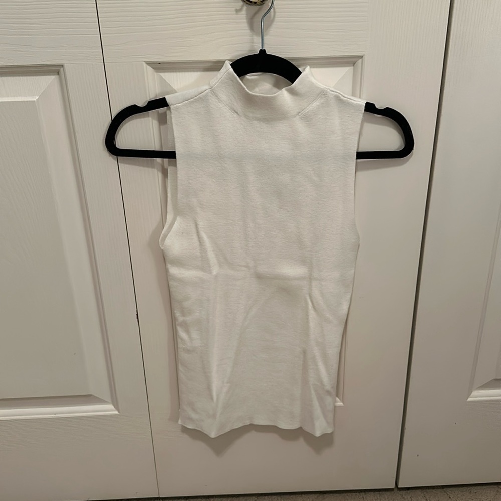 Express mock neck sleeveless sweater top